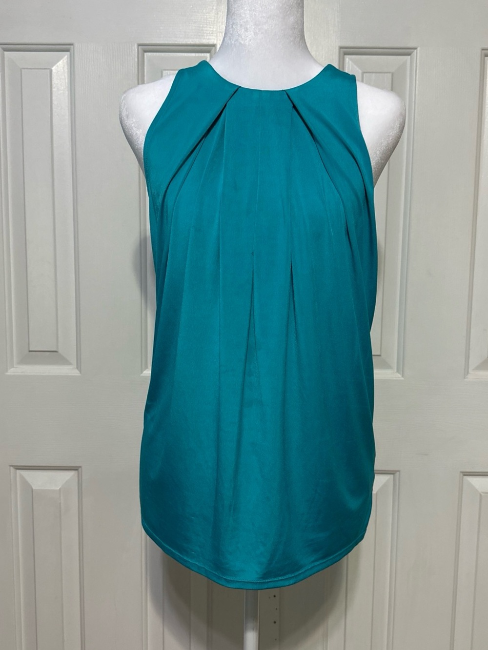 Sleeveless Pleated Teal Women's Halter Top